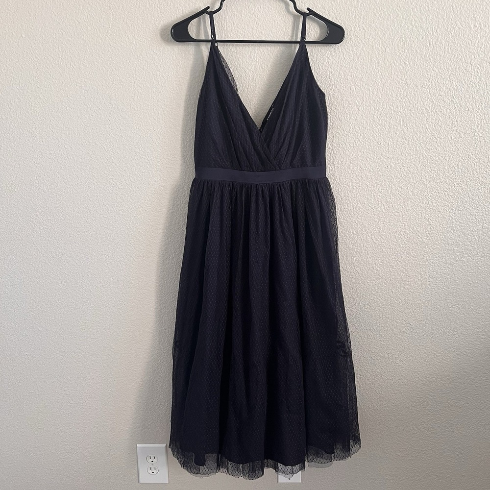 Express Sz 8 Navy Midi Dress Balletcore Tulle Empire Waist Lined Whimsigoth